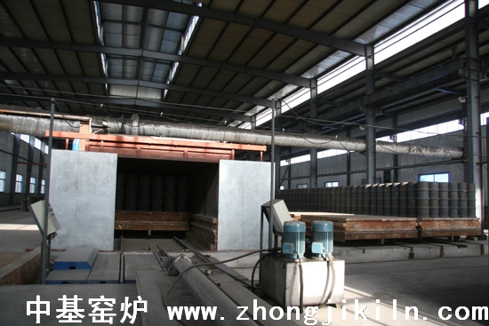 朝陽金麟鐵粉廠187米寬斷面金屬框架全纖維棉體海綿鐵隧道窯窯頭一角