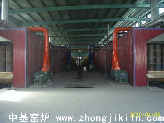 內(nèi)蒙古包鋼兩條162焦?fàn)t煤氣煉鋼海綿鐵隧道窯窯頭一角
