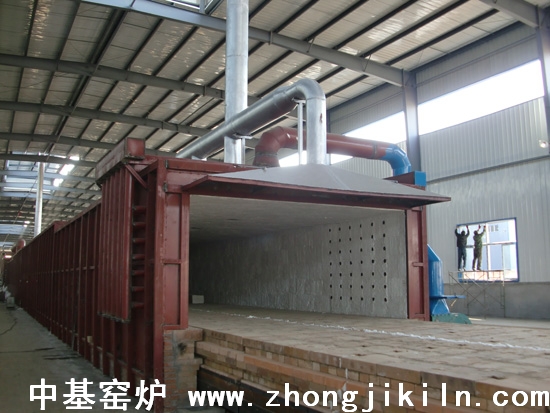 朝陽(yáng)金麟鐵粉廠187米寬斷面金屬框架全纖維棉體海綿鐵隧道窯圖片一