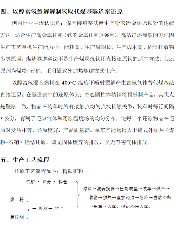 醇富氫自熱還原隧道窯新工藝技術(shù)